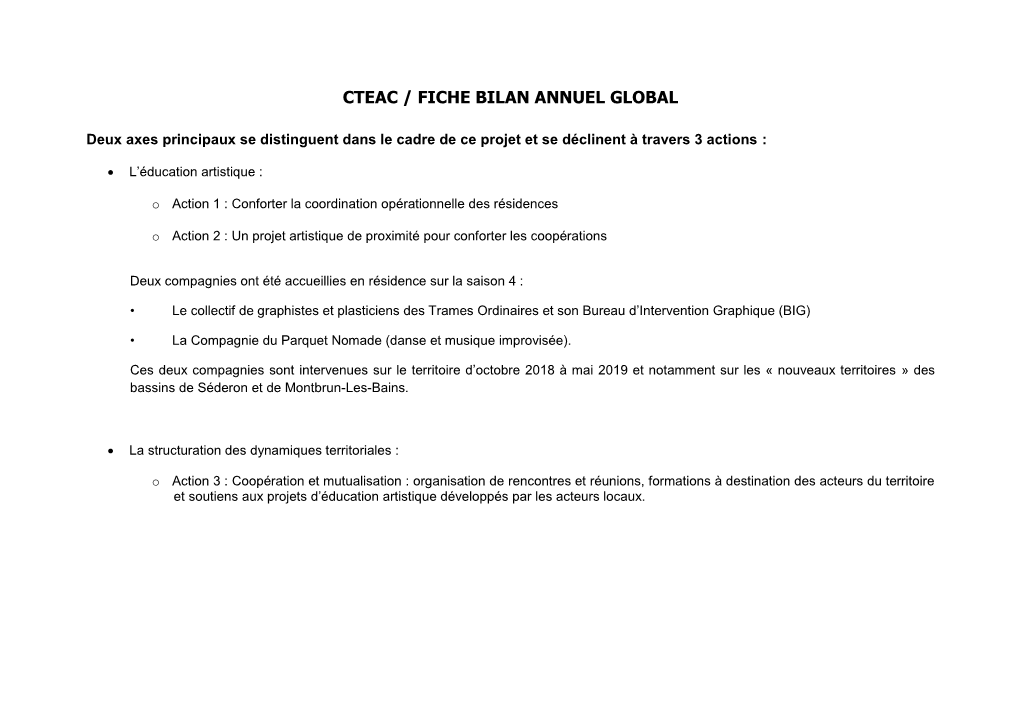 Fiche Bilan Global