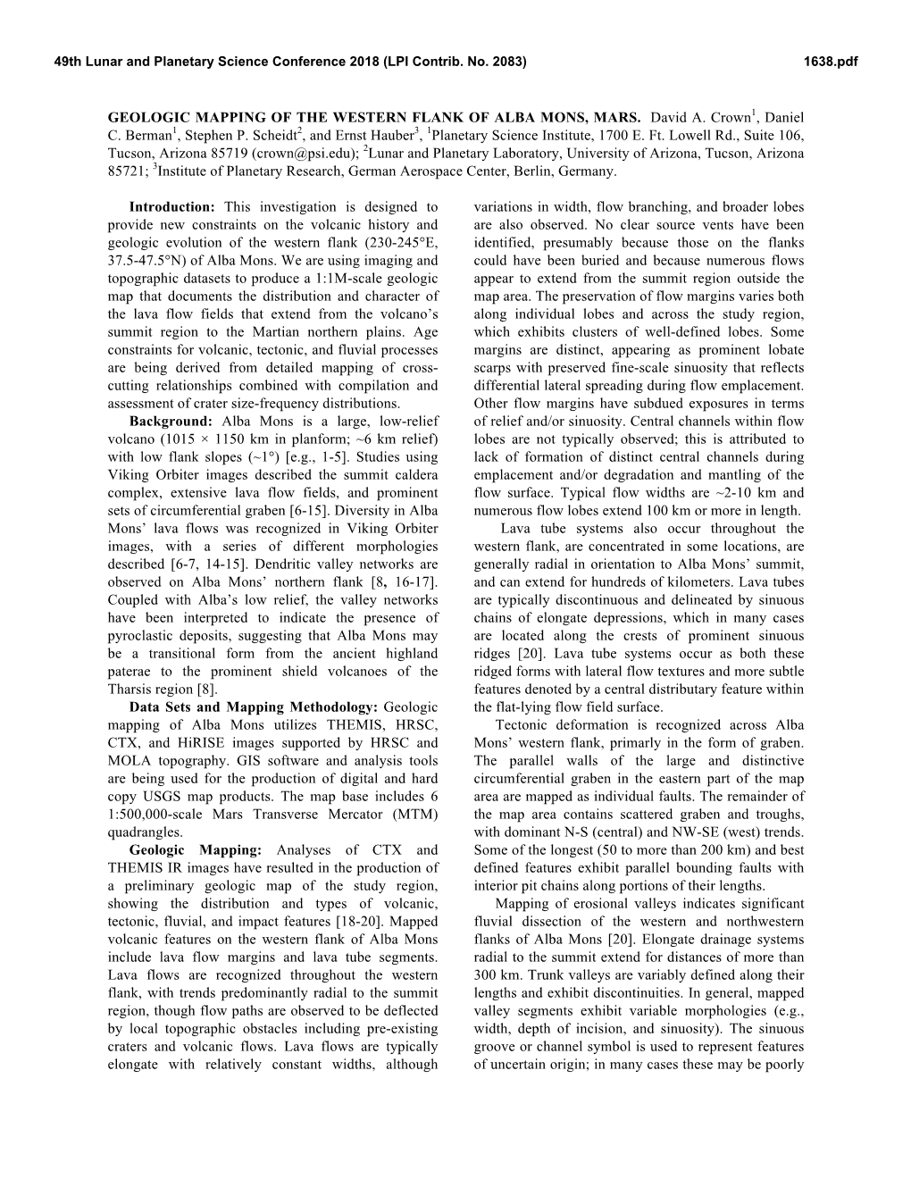 Geologic Mapping of the Western Flank of Alba Mons, Mars