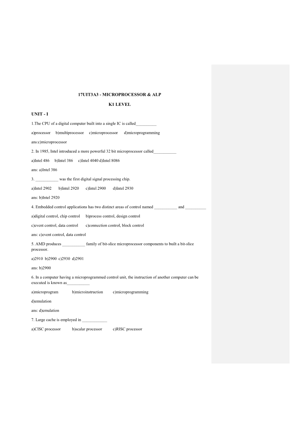 17Uit3a3 - Microprocessor & Alp