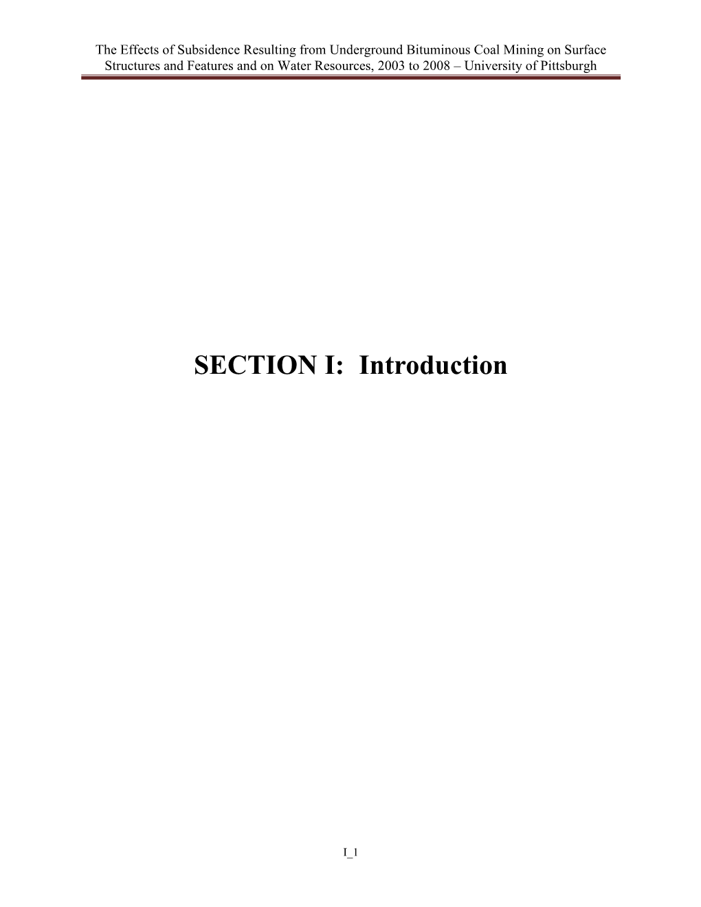 SECTION I: Introduction