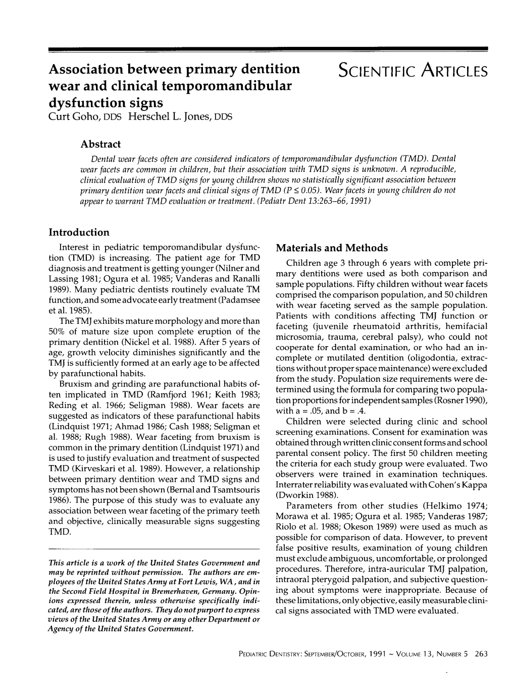 Association Between Primary Dentition Wear and Clinical