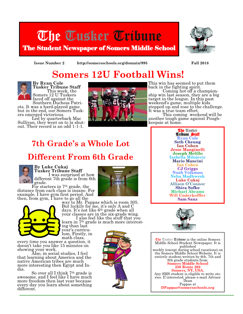 The Tusker Tribune the Student Newspaper of Somers Middle School