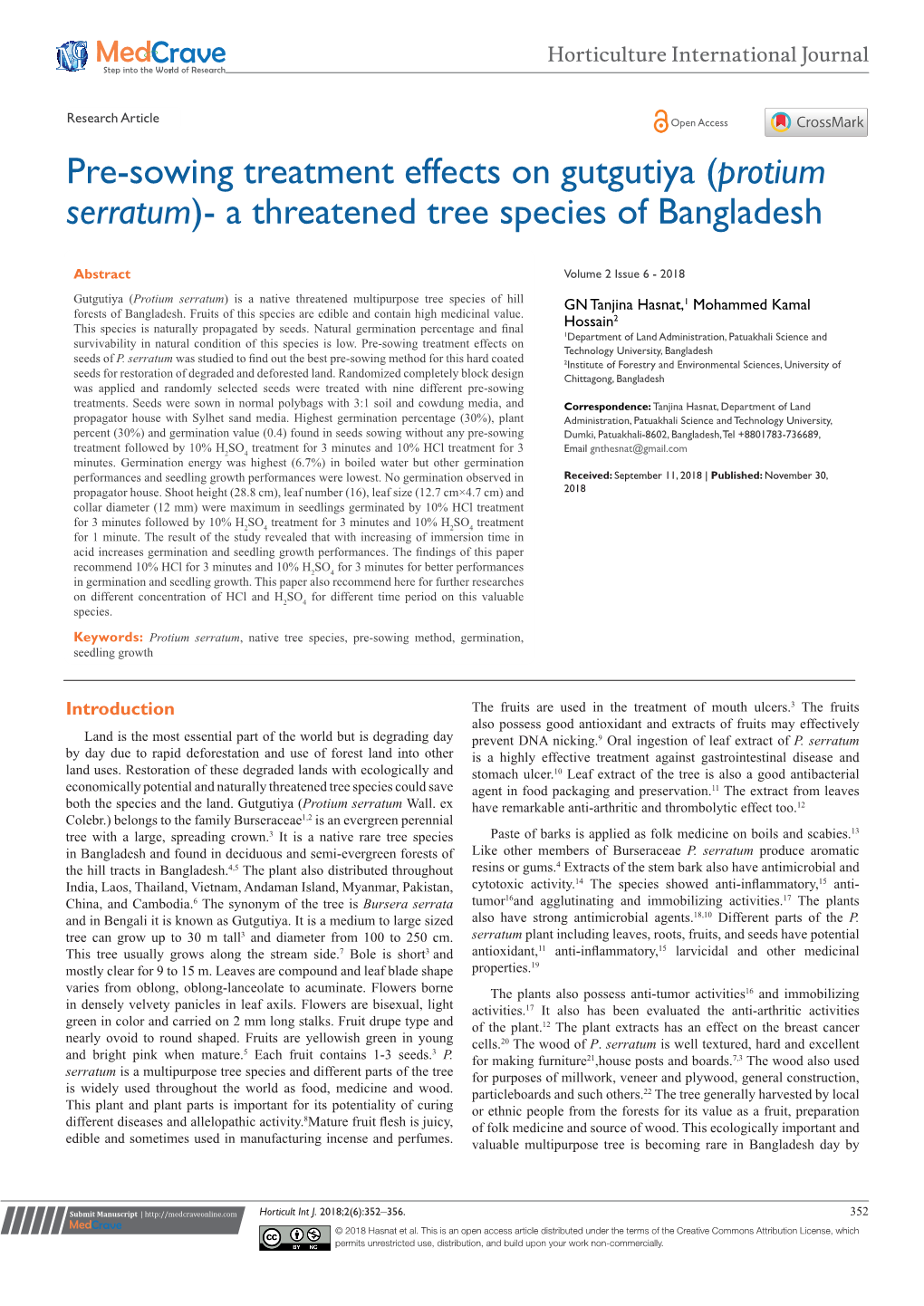 Protium Serratum)- a Threatened Tree Species of Bangladesh