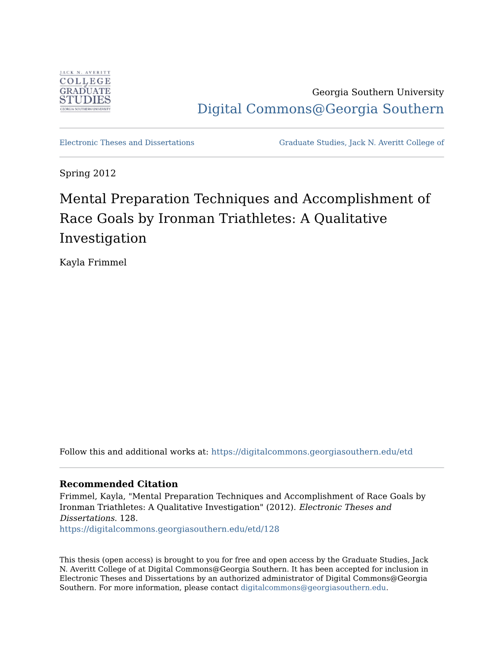 Mental Preparation Techniques and Accomplishment of Race Goals by Ironman Triathletes: a Qualitative Investigation