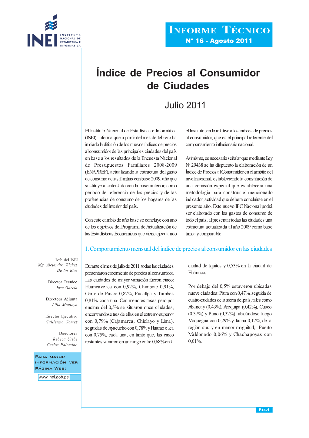 Índice De Precios Al Consumidor De Ciudades