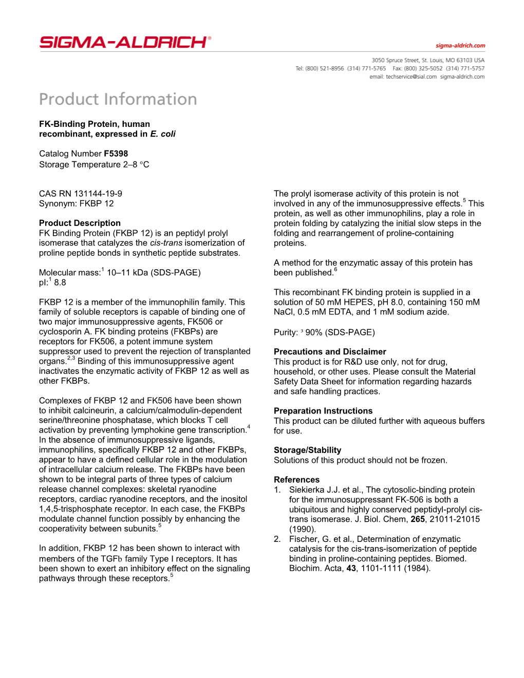 FK-Binding Protein, Human (F5398)