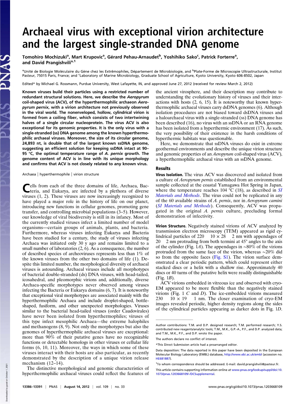 Archaeal Virus with Exceptional Virion Architecture and the Largest Single-Stranded DNA Genome