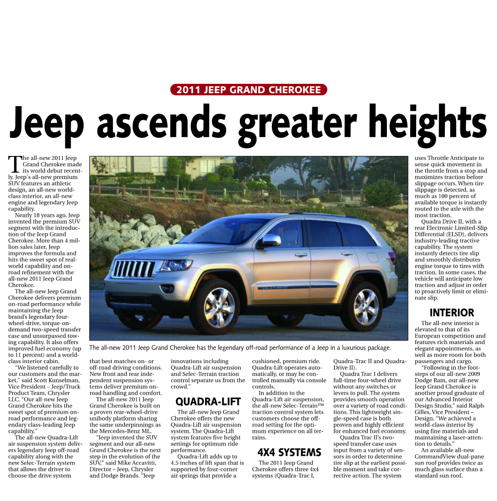 The All-New 2011 Jeep Grand Vehicle Will Anticipate Low Cherokee