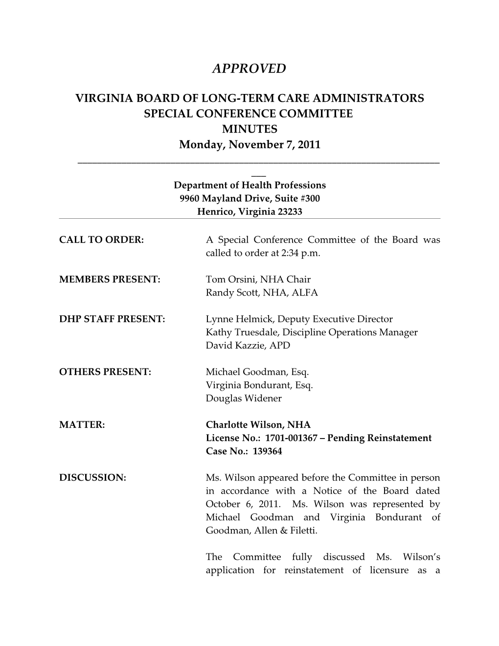 Virginia Board of Long-Term Care Administrators