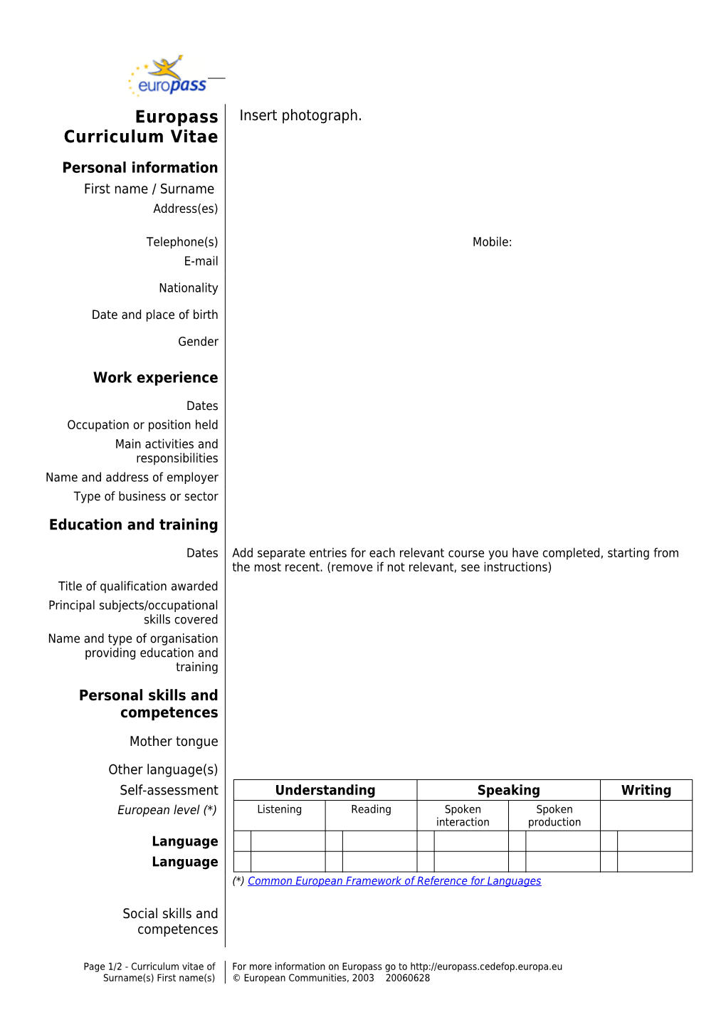 Europass Curriculum Vitae s2