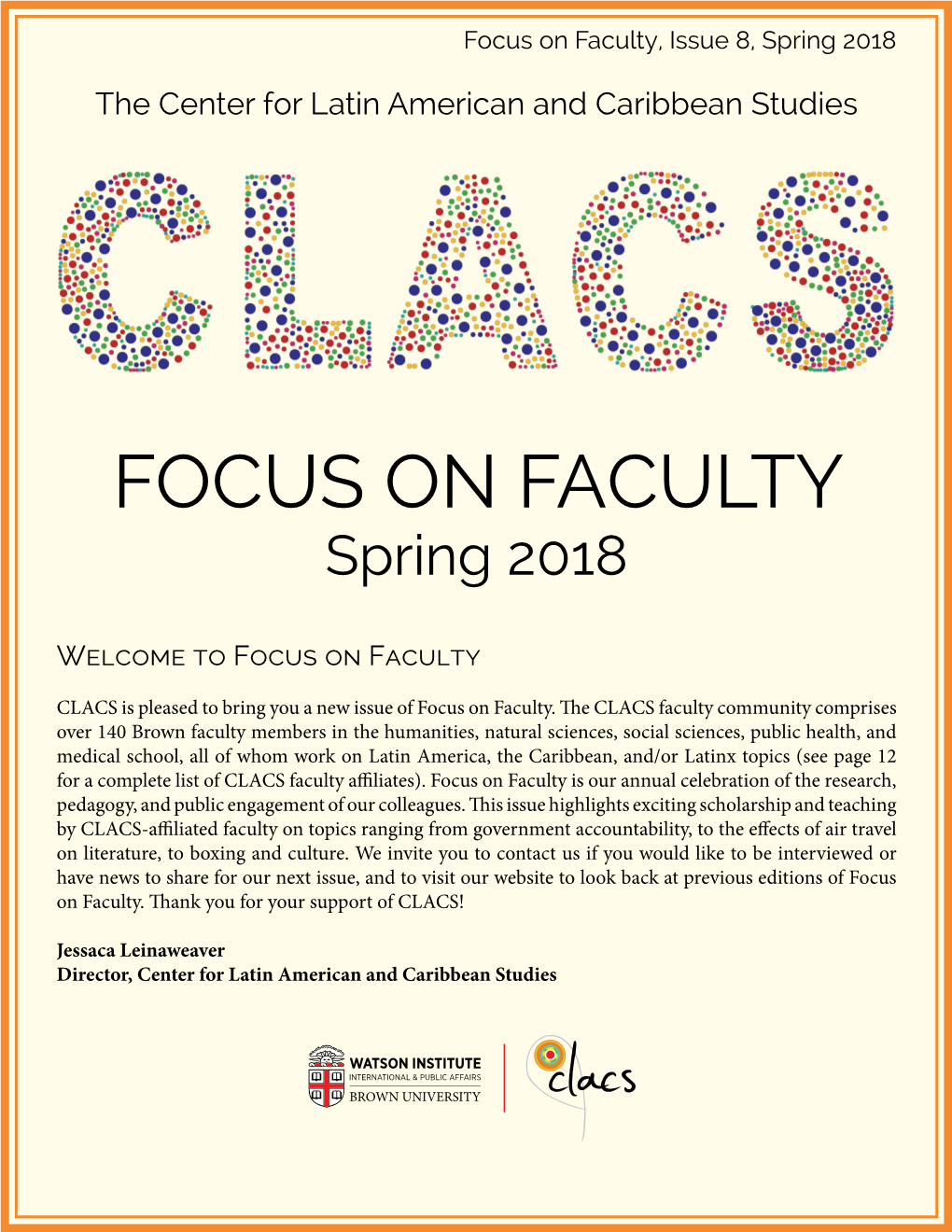 Focus on Faculty, Issue 8, Spring 2018