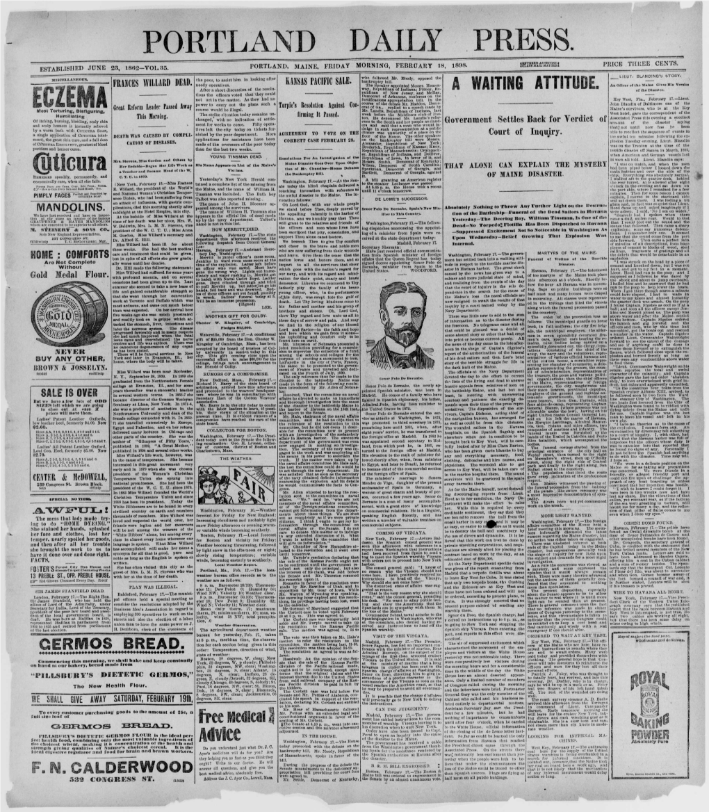 Portland Daily Press: February 18, 1898