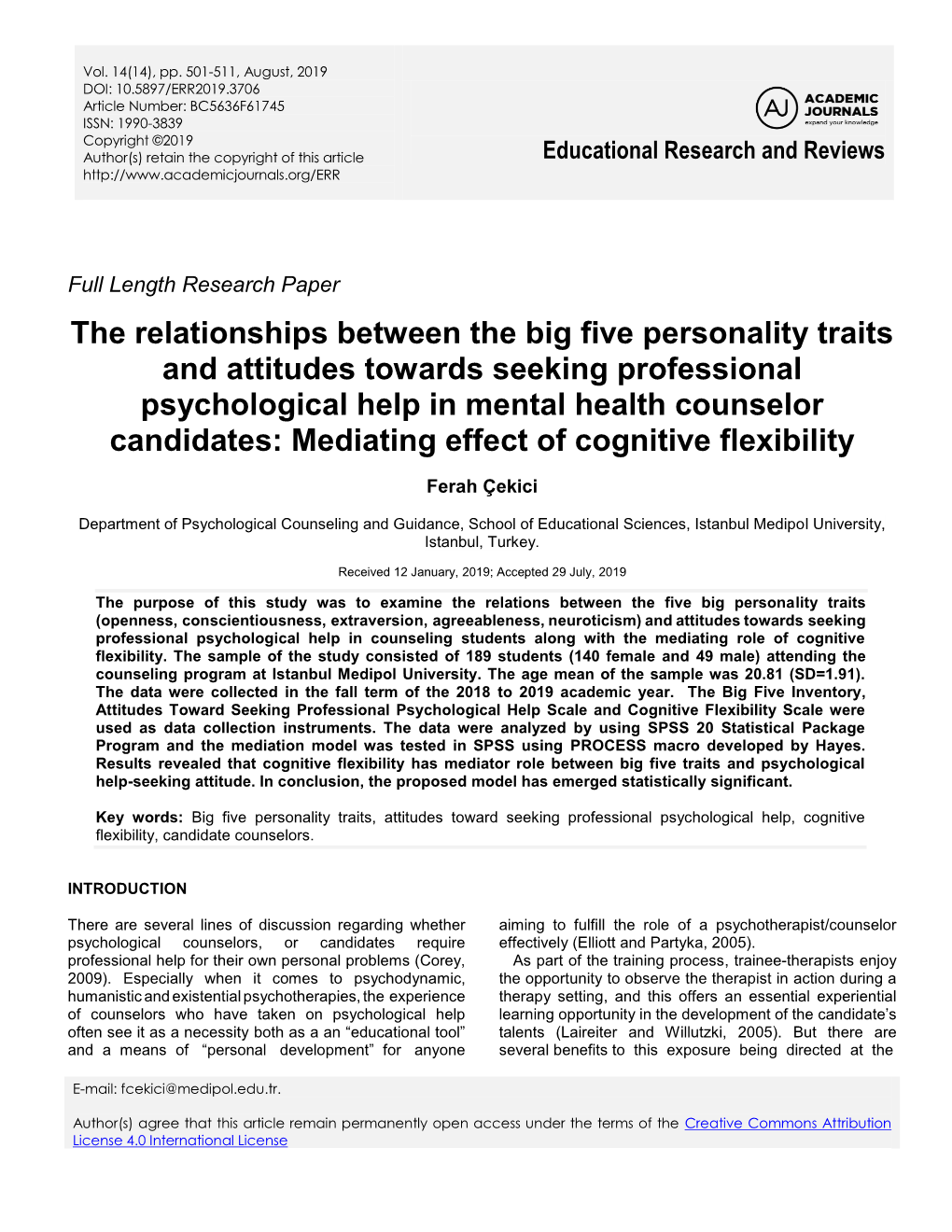 The Relationships Between the Big Five Personality Traits and Attitudes