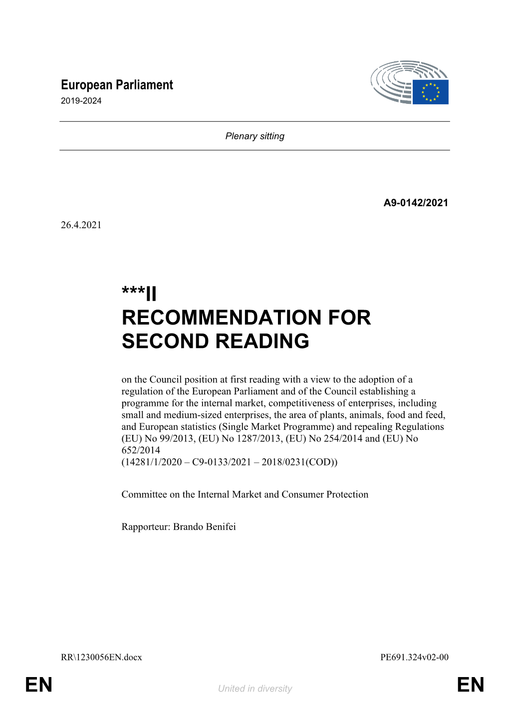 En En ***Ii Recommendation for Second Reading