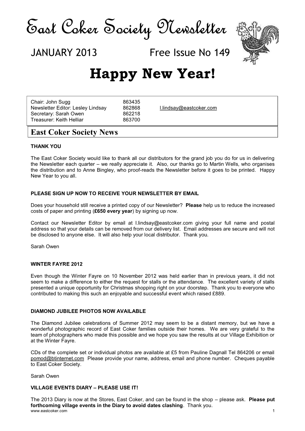 East Coker Society Newsletter January 2013