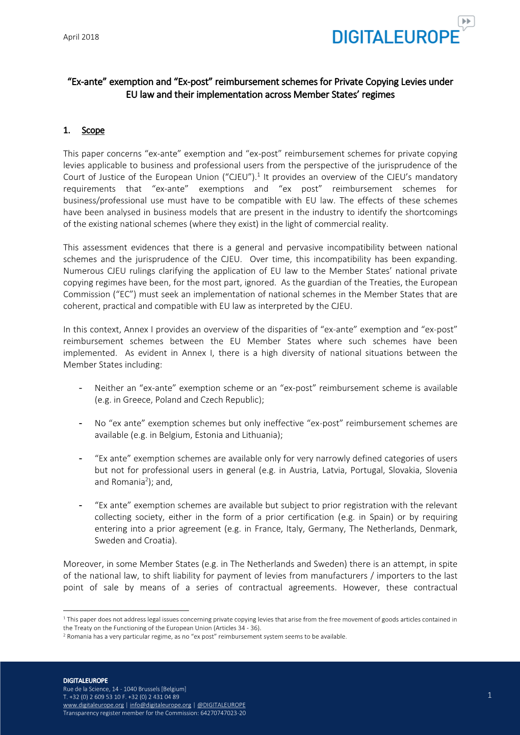 “Ex-Ante” Exemption and “Ex-Post” Reimbursement Schemes for Private Copying Levies Under EU Law and Their Implementation Across Member States’ Regimes