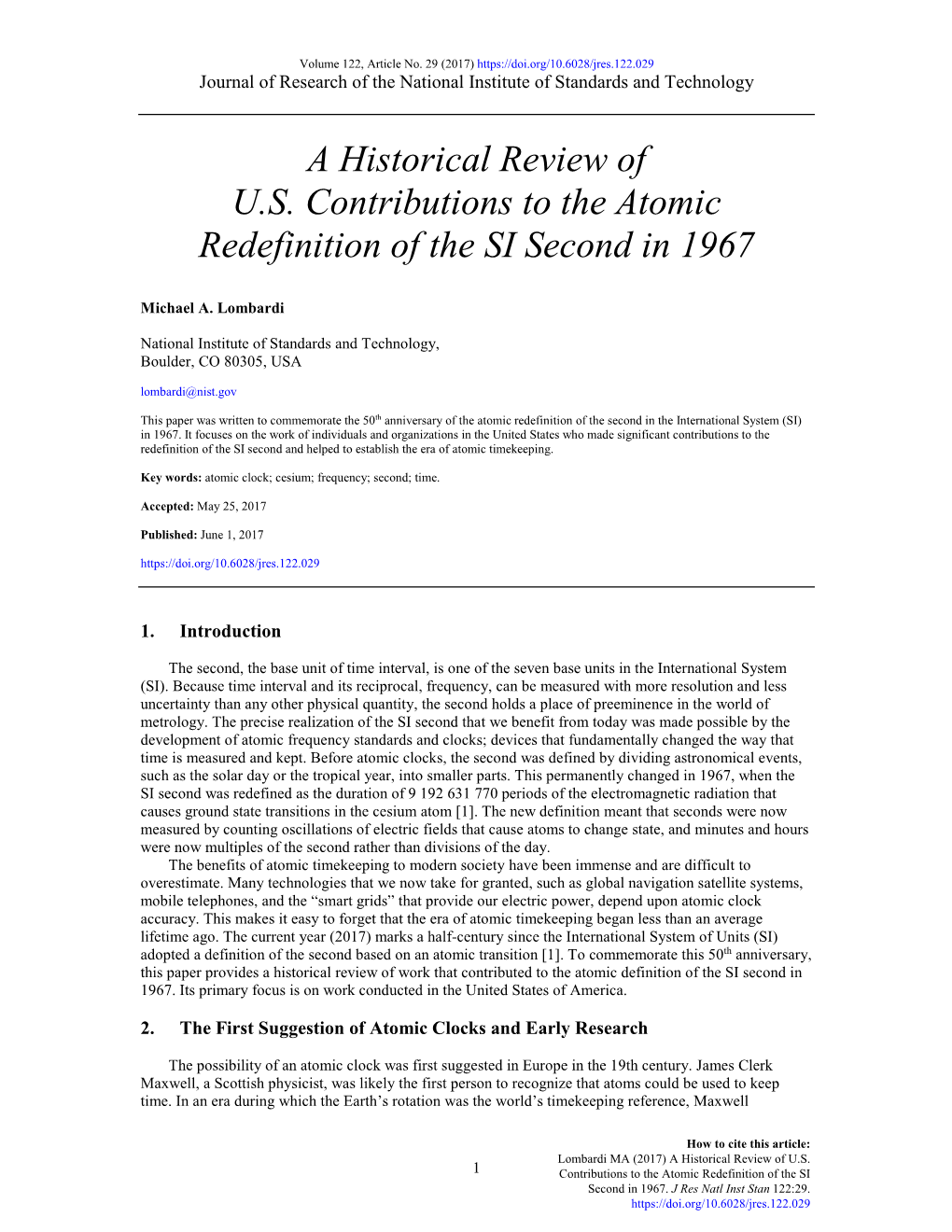 A Historical Review of U.S. Contributions to the Atomic Redefinition of the SI Second in 1967