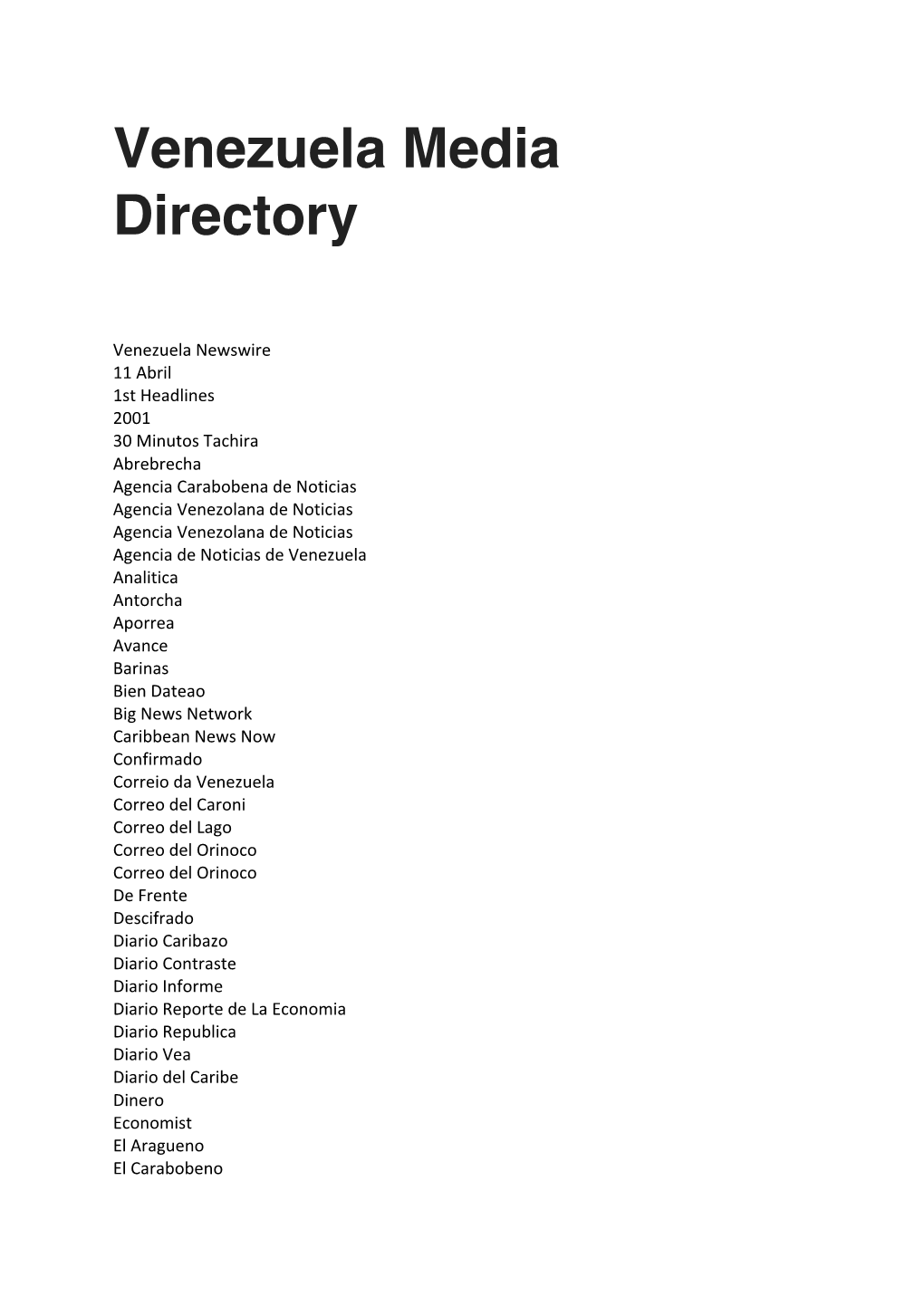 Venezuela Media Directory