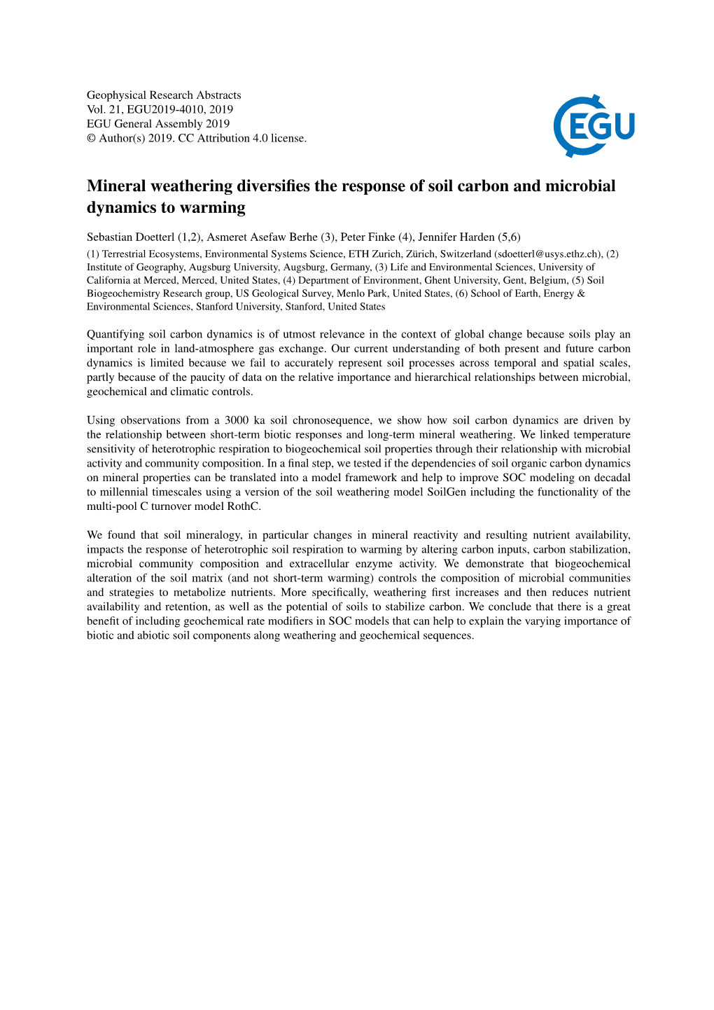 Mineral Weathering Diversifies the Response of Soil Carbon And