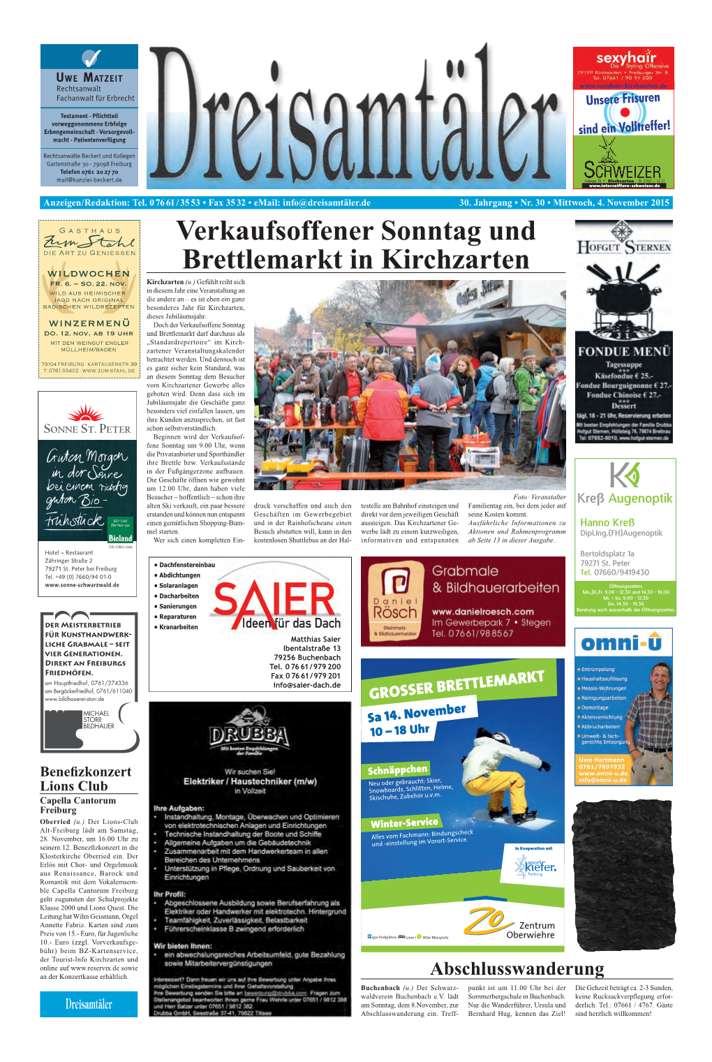 Verkaufsoffener Sonntag Und Brettlemarkt in Kirchzarten