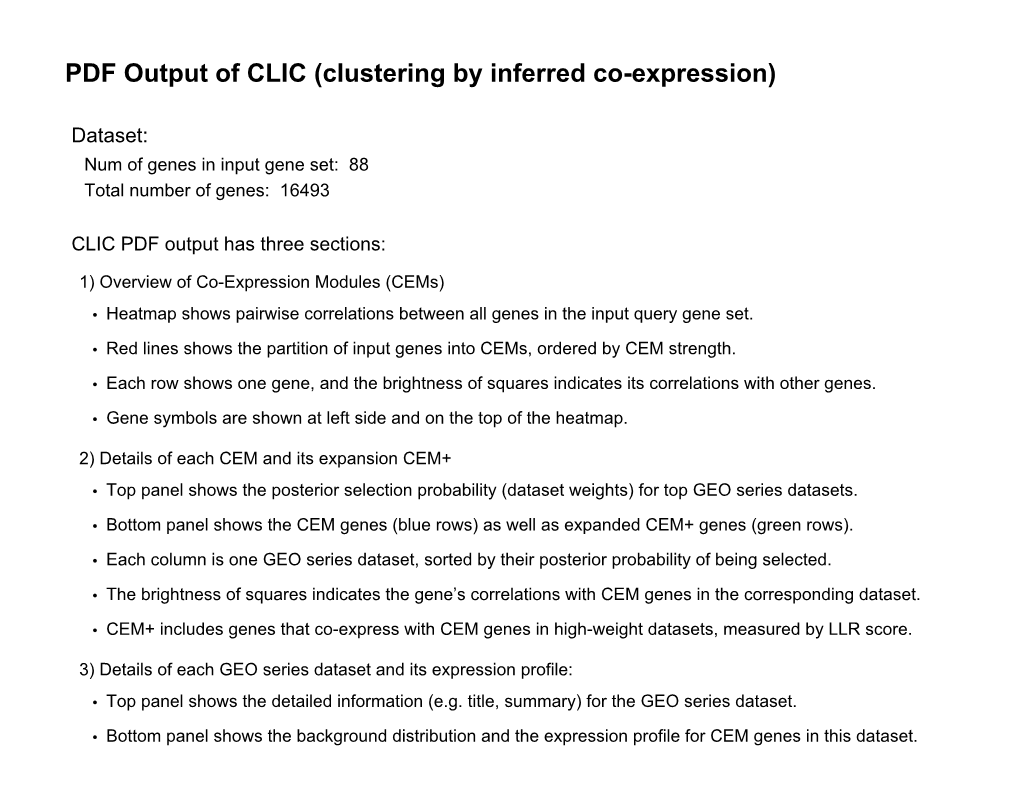 PDF Output of CLIC (Clustering by Inferred Co-Expression)