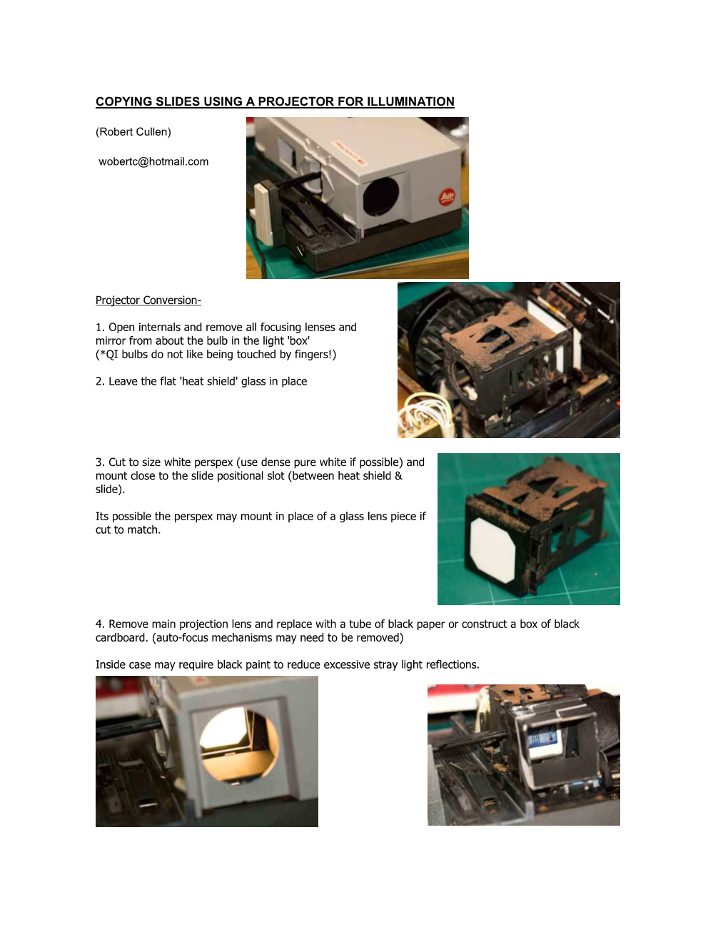 Copying Slides Using a Projector for Illumination