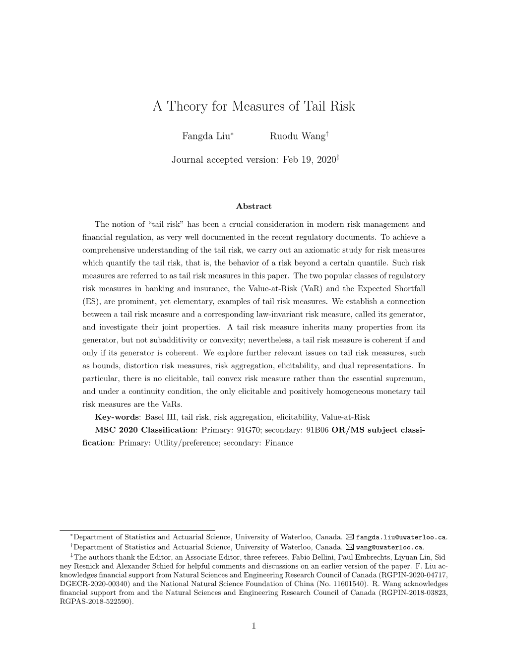 A Theory for Measures of Tail Risk