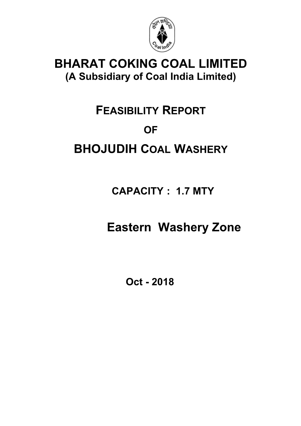 Bharat Coking Coal Limited Bhojudih Coal Washery