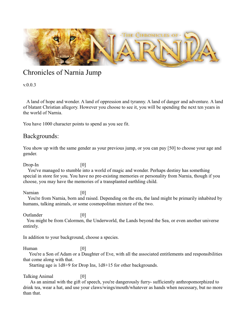 Chronicles of Narnia Jump V.0.0.3