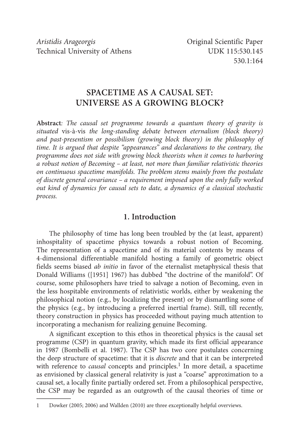 Spacetime As a Causal Set: Universe As a Growing Block?