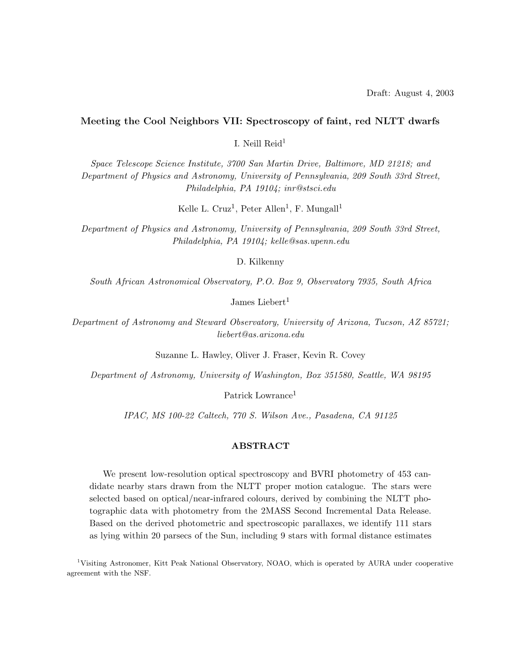 Spectroscopy of Faint, Red NLTT Dwarfs