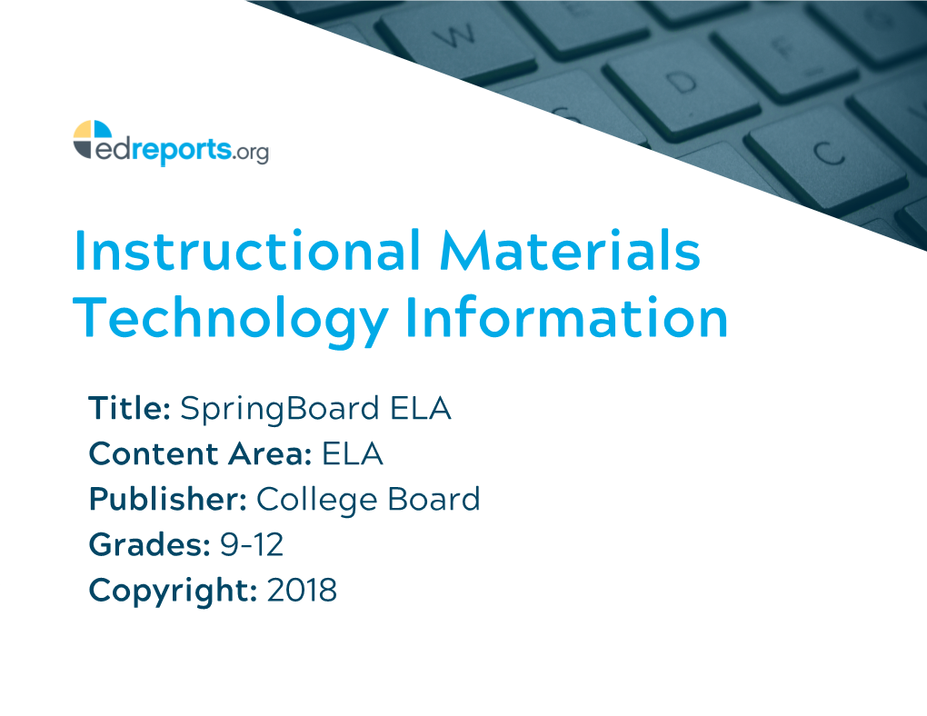 Instructional Materials Technology Information