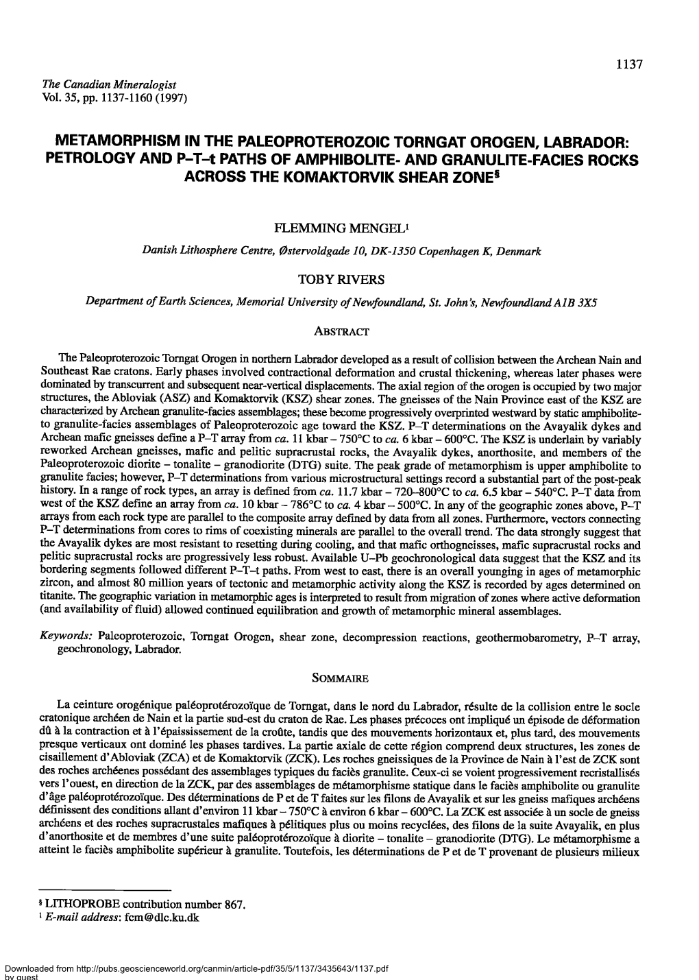 Metamorphism in the Paleoproterozoic Torngat Orogen. Labrador