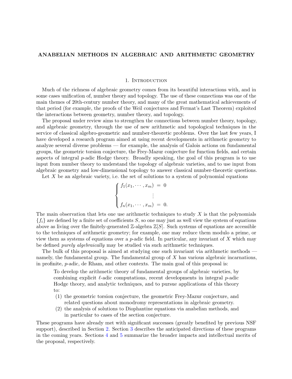 Anabelian Methods in Algebraic and Arithmetic Geometry