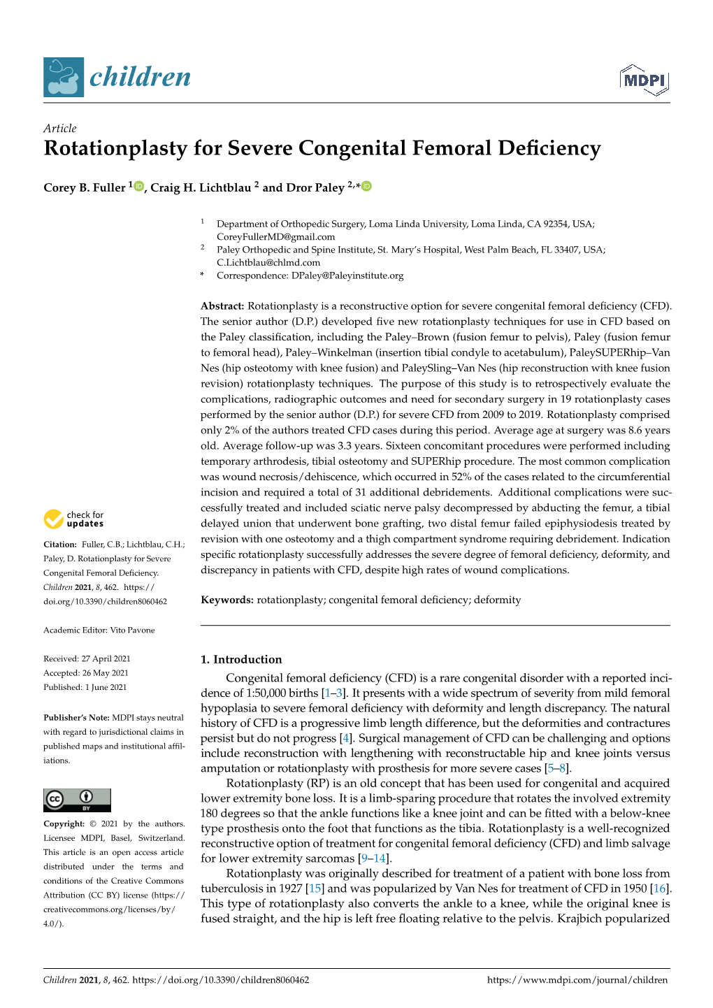 Rotationplasty for Severe Congenital Femoral Deficiency