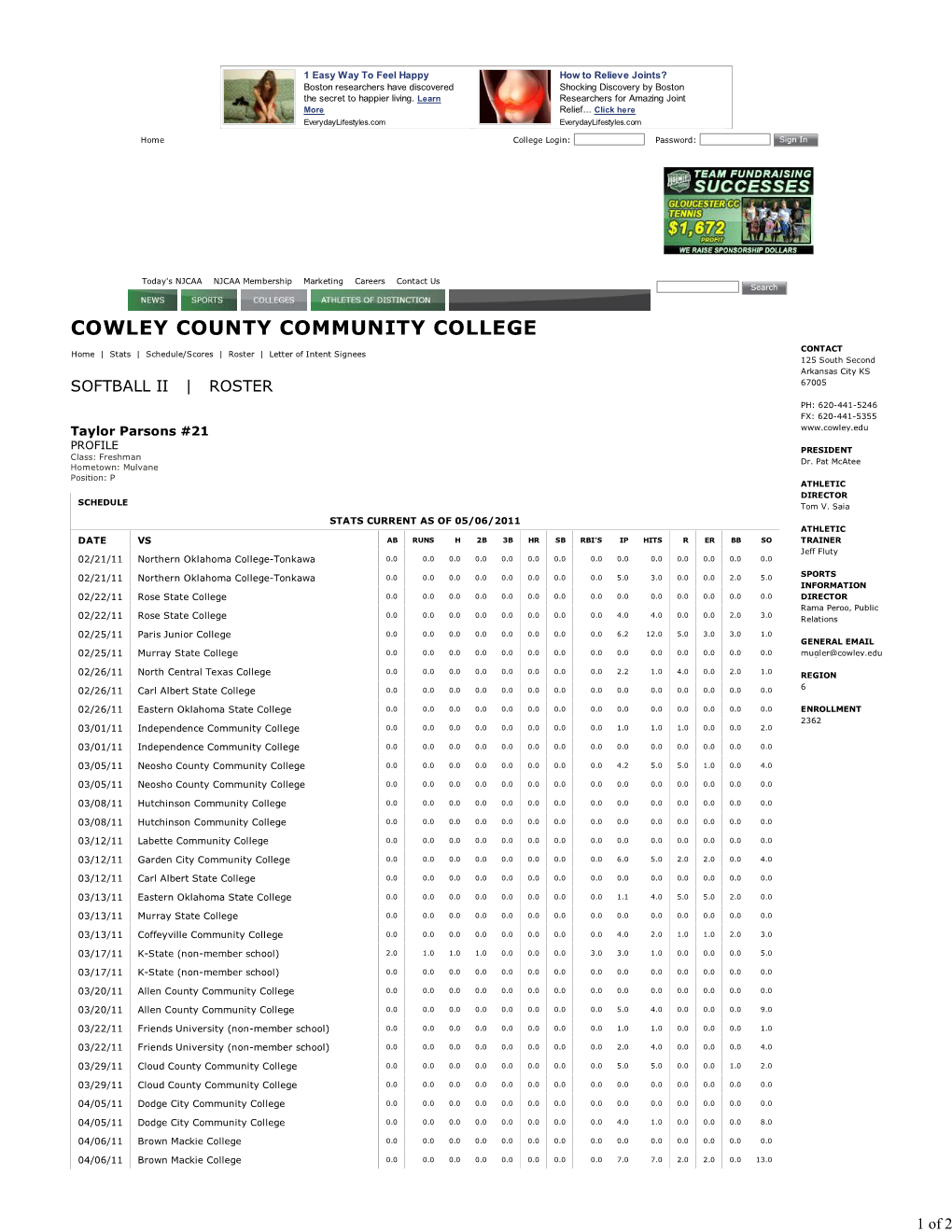 Cowley County Community College | Softball II