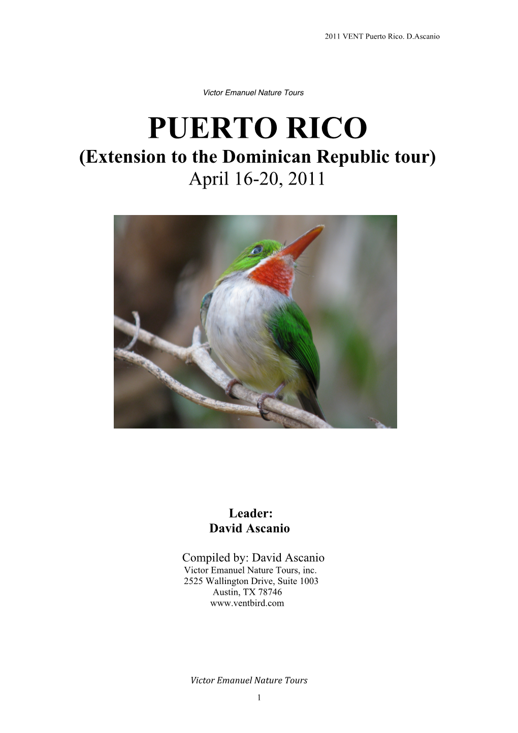 2011 Puerto Rico Birdlist