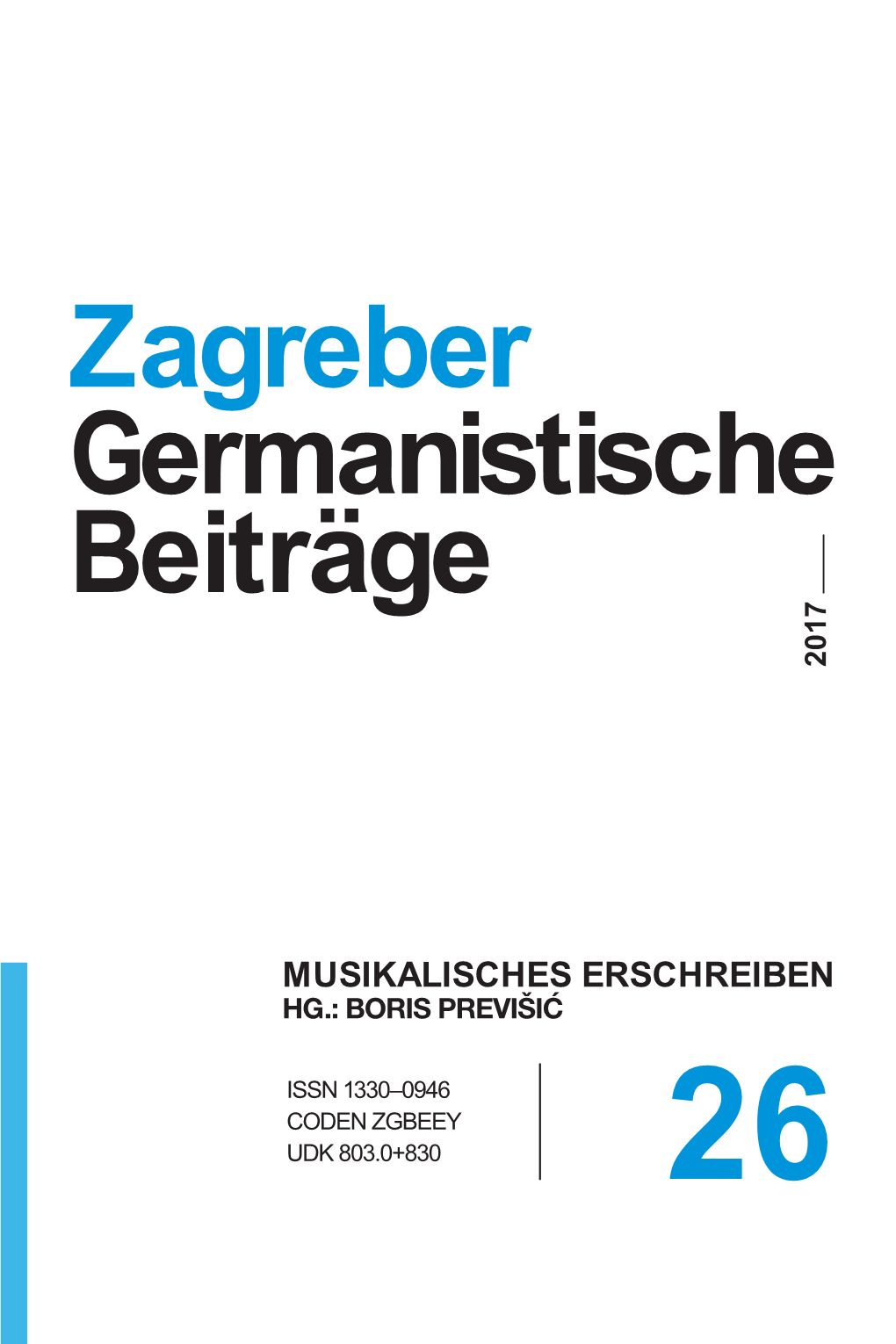 Zagreber Germanistische Beiträge«: 25 Jahre (1992–2016)