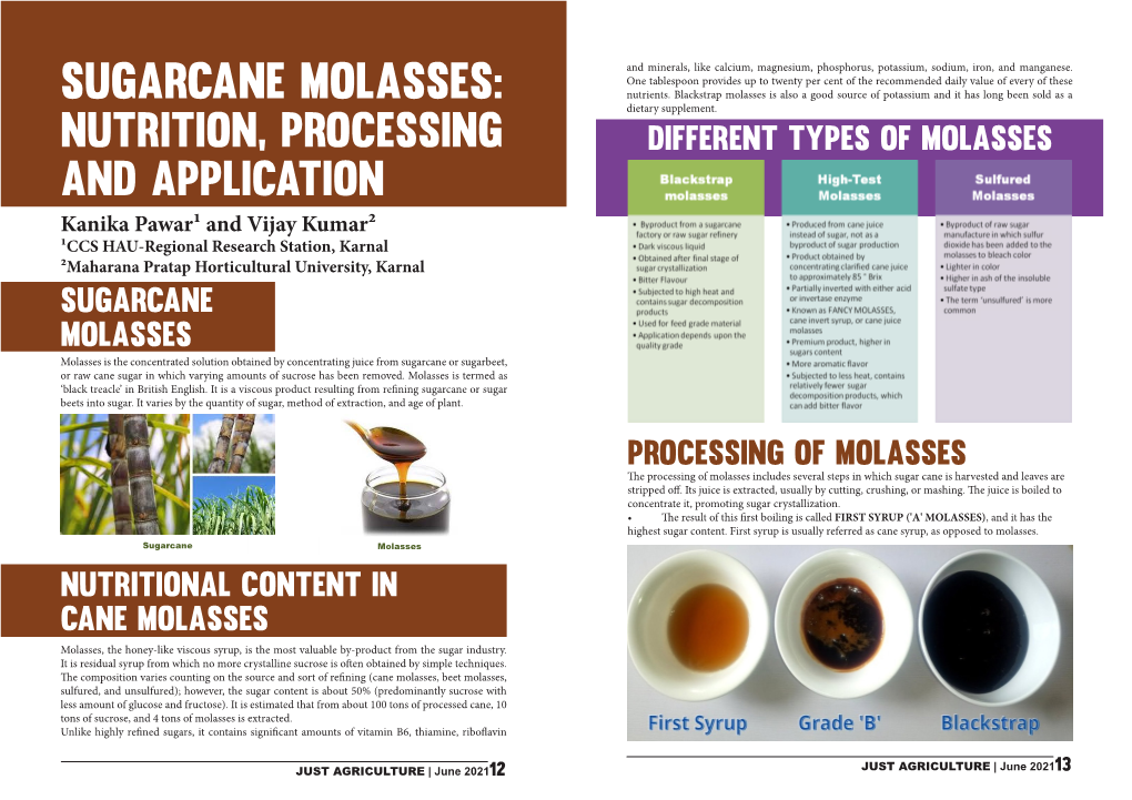 Sugarcane Molasses: Nutrients