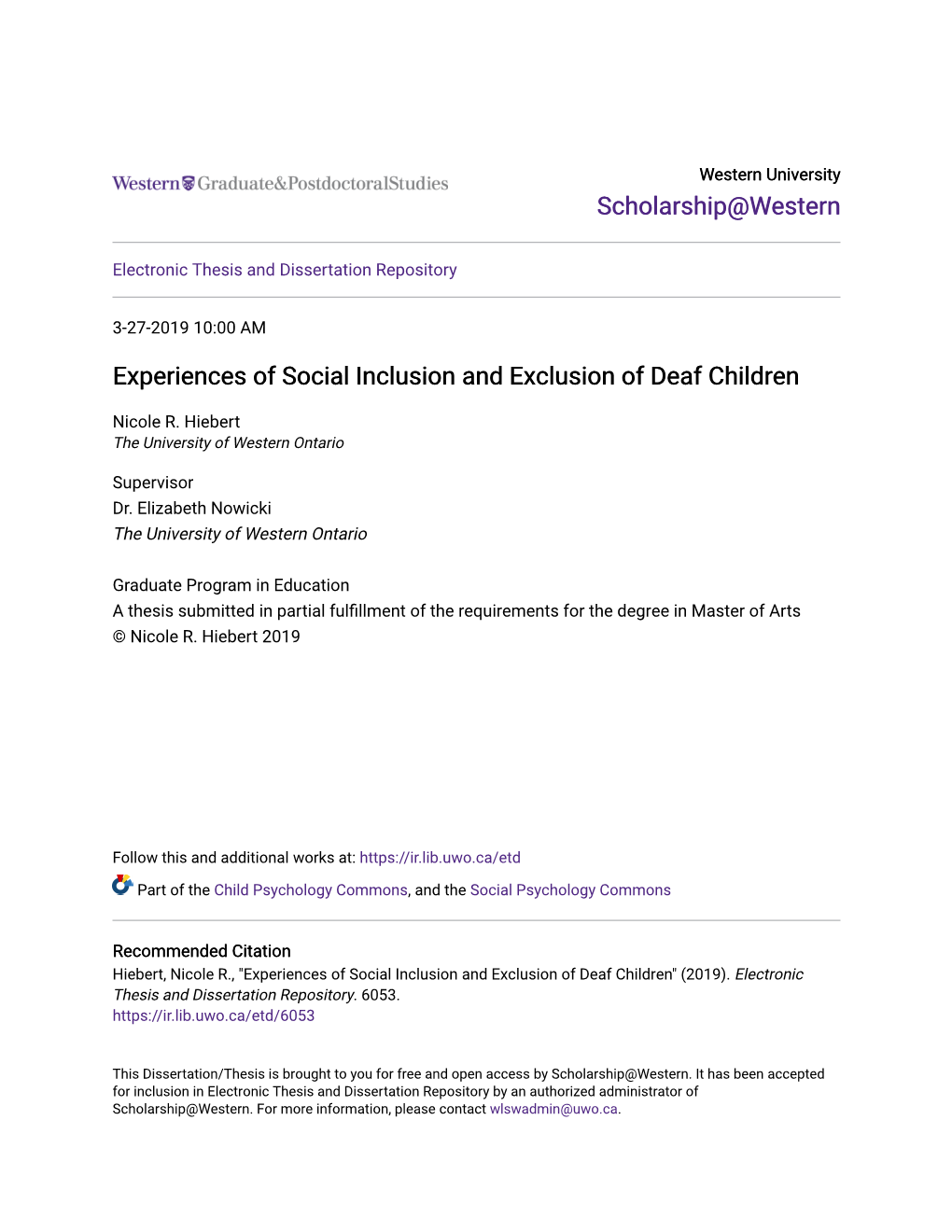 Experiences of Social Inclusion and Exclusion of Deaf Children