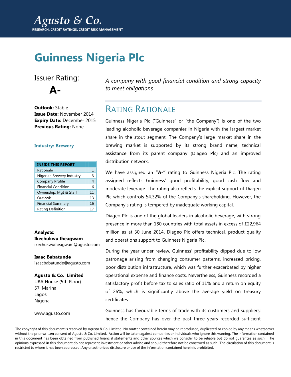 Agusto & Co. Guinness Nigeria