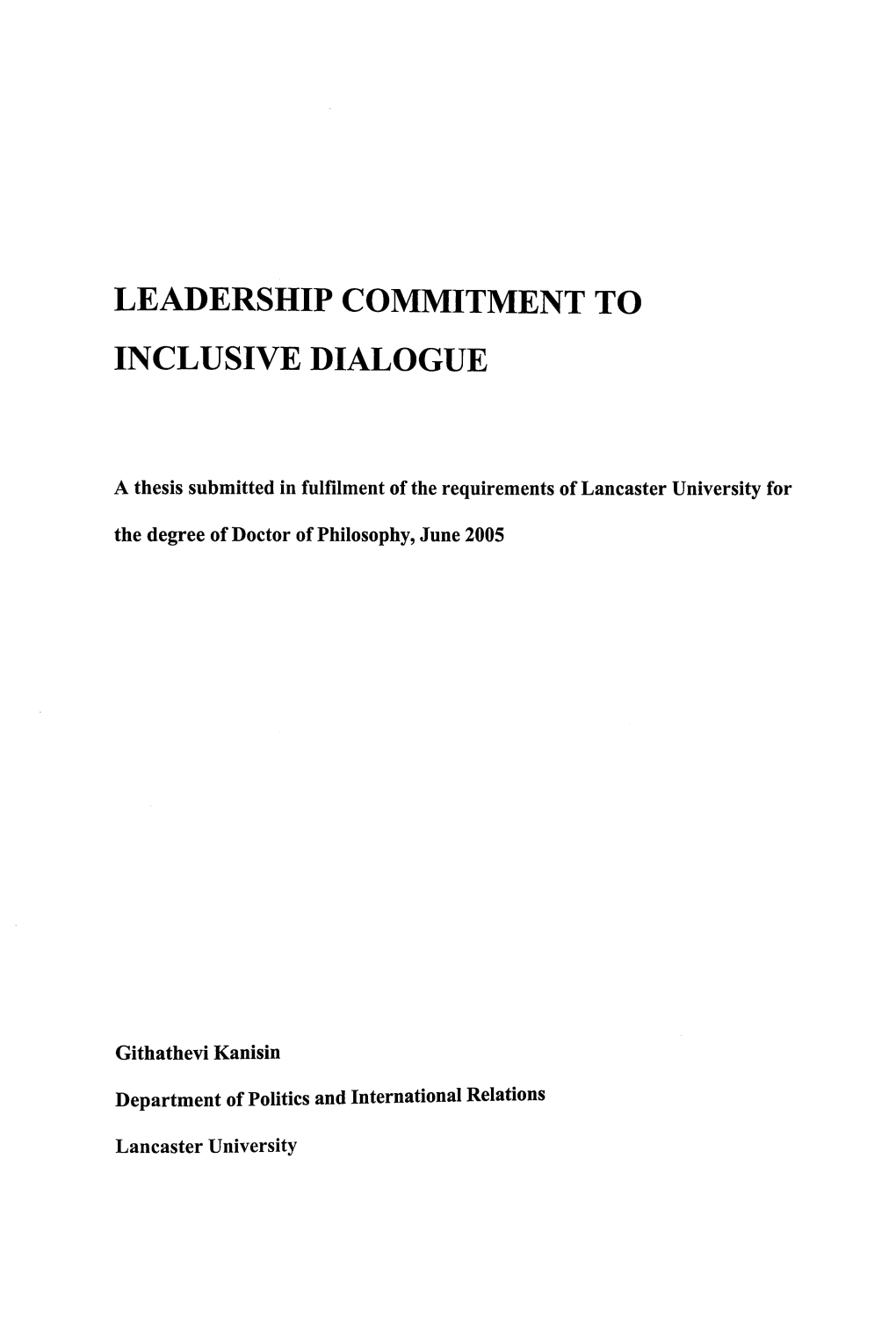 Leadership Commitment to Inclusive Dialogue