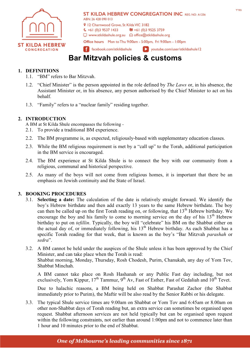 Bar Mitzvah Policies & Customs