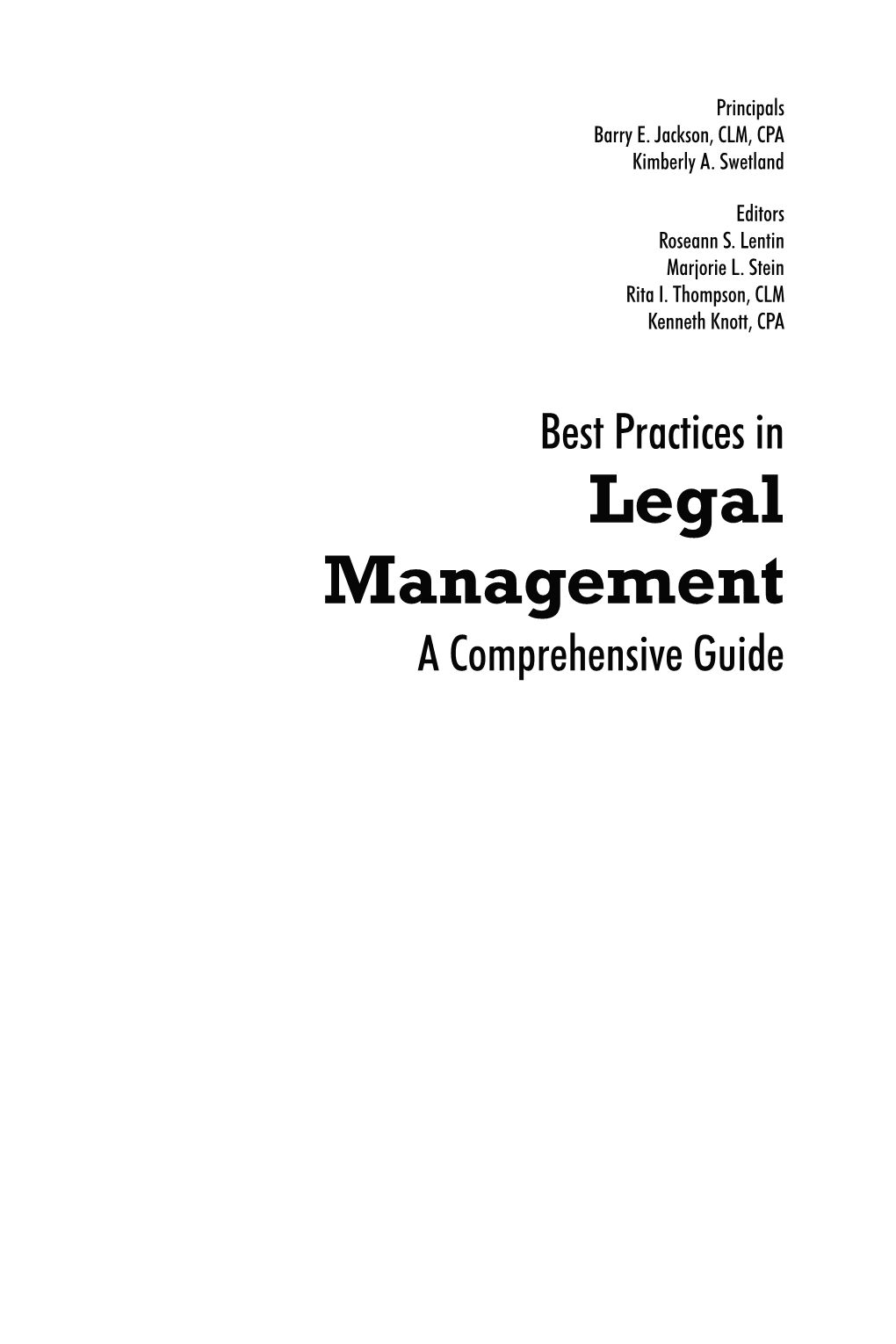 Best Practices in Legal Management