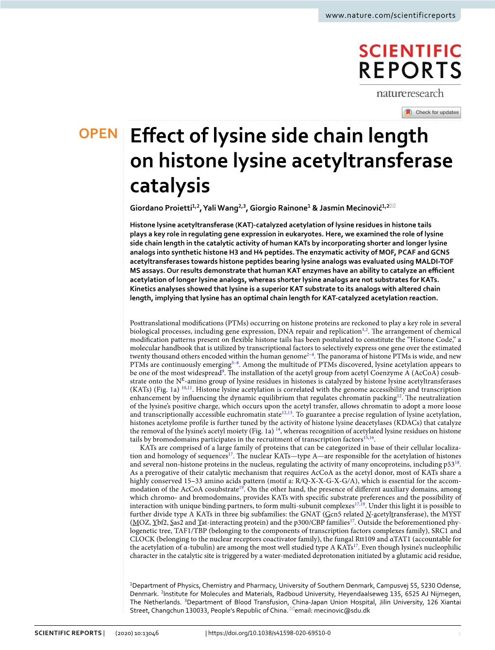 Effect of Lysine Side Chain Length on Histone Lysine Acetyltransferase