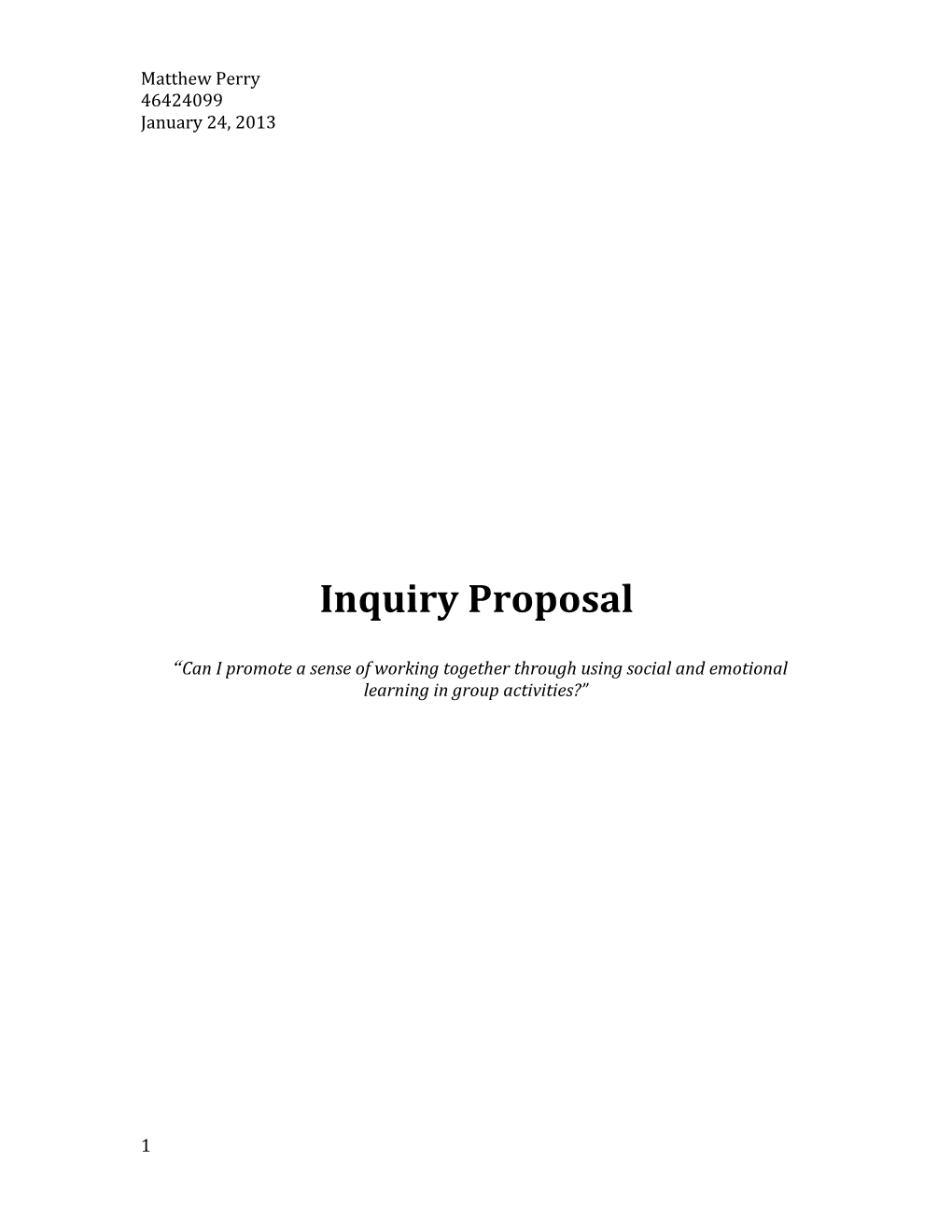 Inquiry Proposal