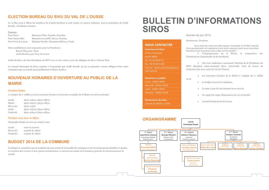 Bulletin D'informations Siros