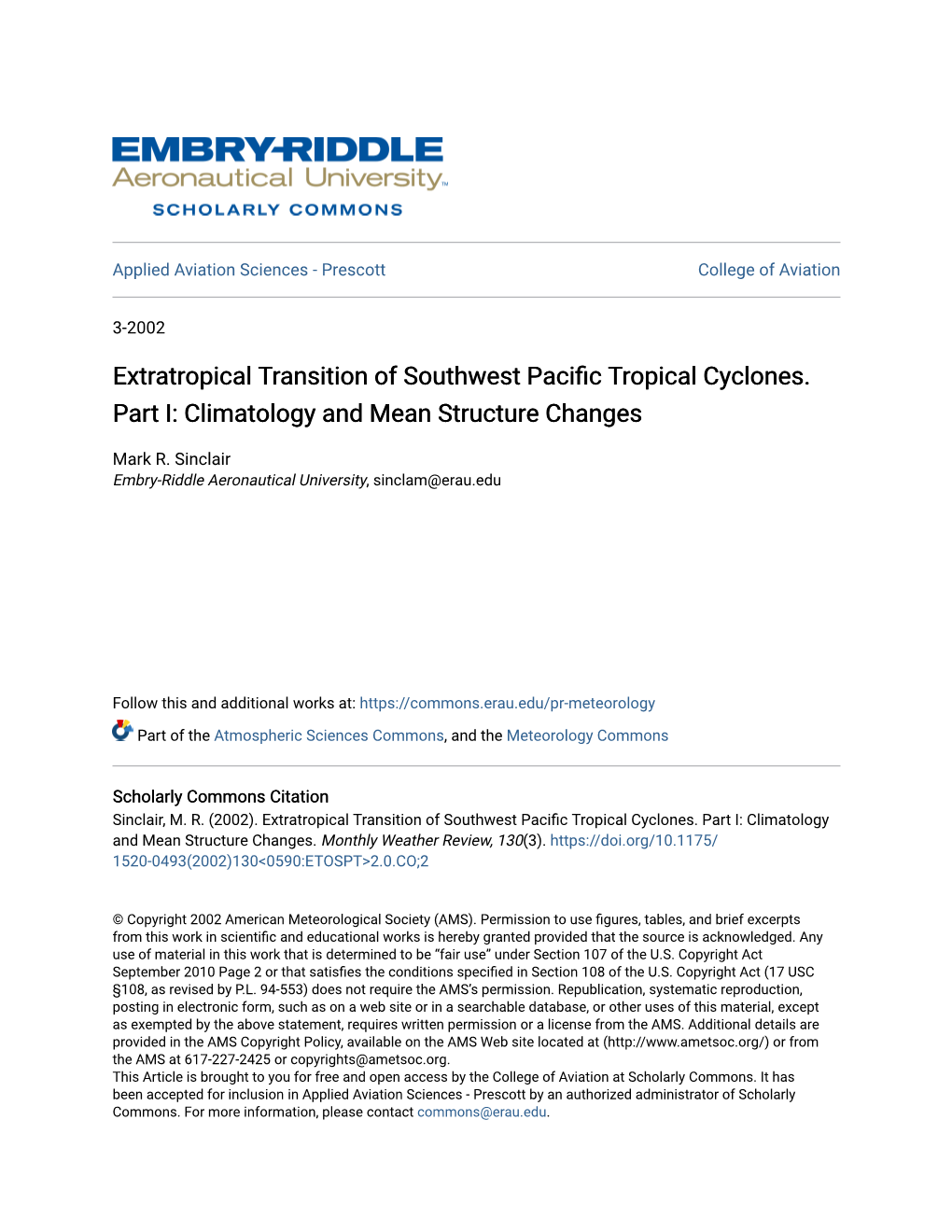 Extratropical Transition of Southwest Pacific Tropical Cyclones. Part I