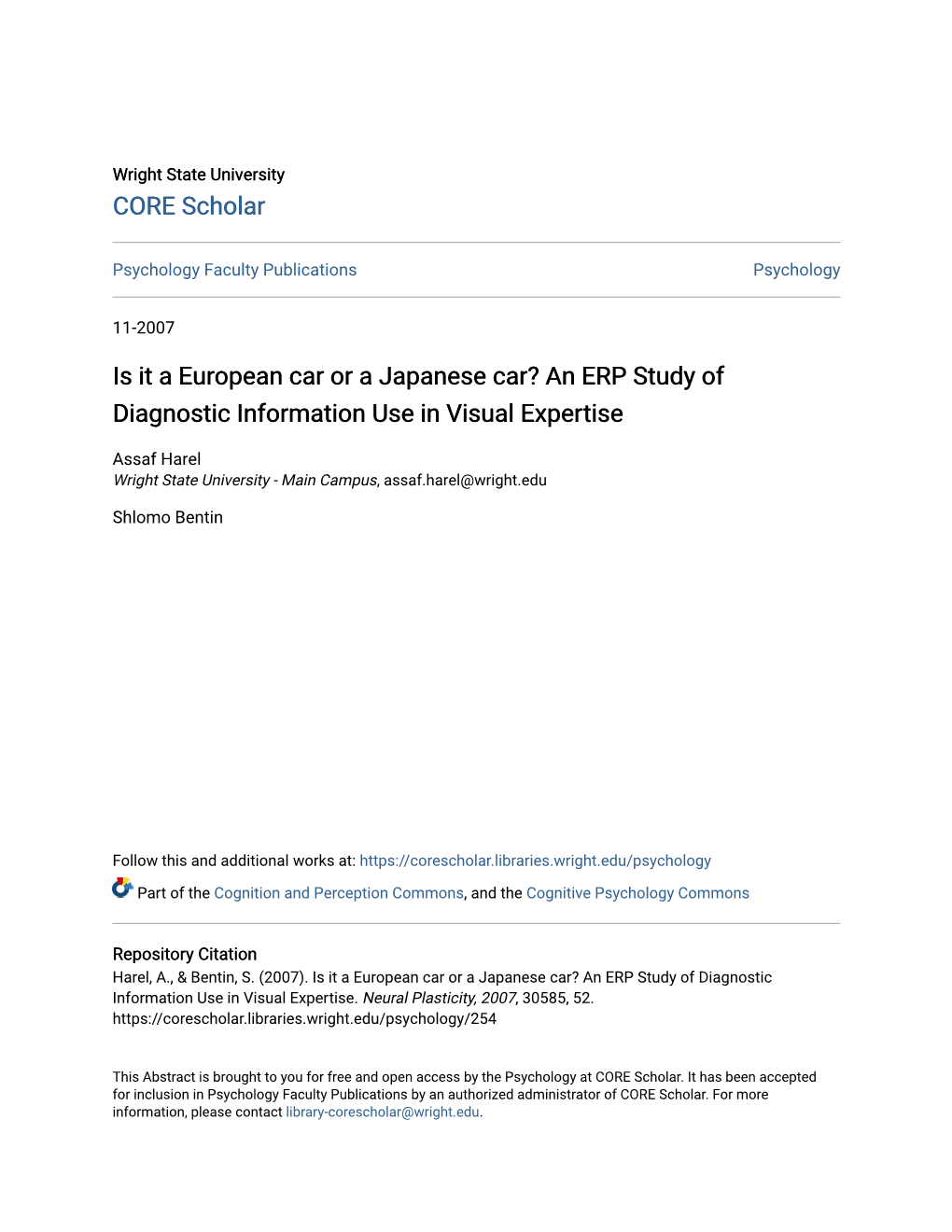 Is It a European Car Or a Japanese Car? an ERP Study of Diagnostic Information Use in Visual Expertise