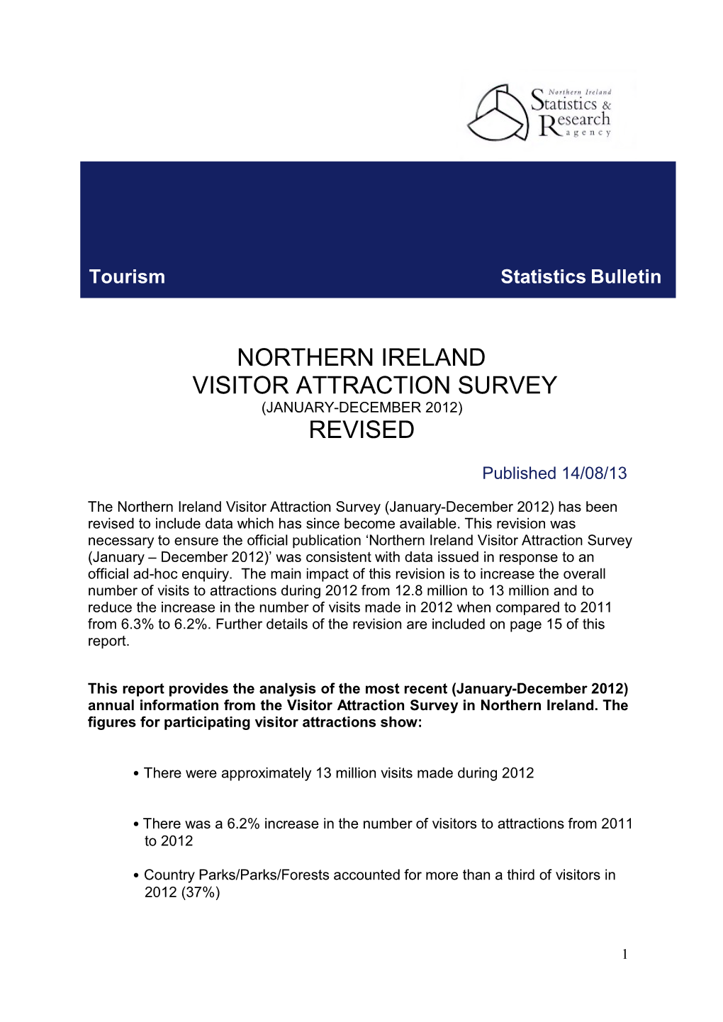Northern Ireland Visitor Attraction Survey 2012